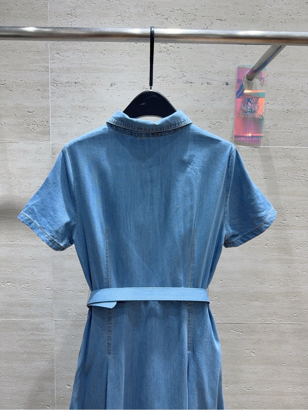 MIUMIU Light Blue Denim Shirt Dress with Belt - Picture 5 of 8